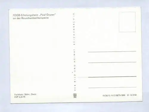 Ak FDGB Ferienheim Paul Gruner an der Rauschenbachtalsperre 1973