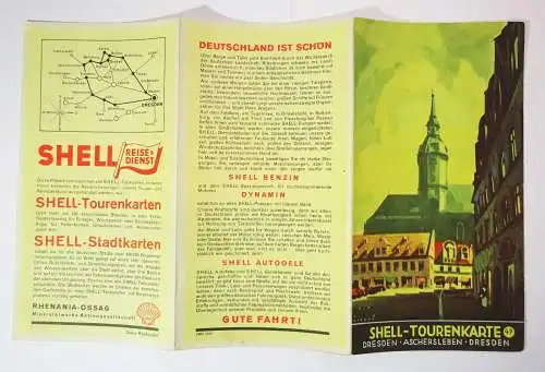 Shell Tourenkarte Nr. 47 Dresden - Aschersleben - Dresden um 1930 