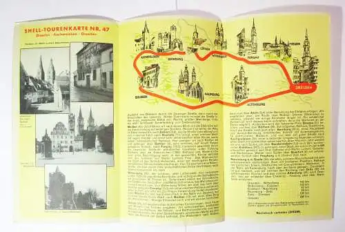 Shell Tourenkarte Nr. 47 Dresden - Aschersleben - Dresden um 1930 
