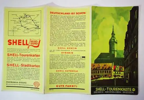 Shell Tourenkarte Nr. 47 Dresden - Aschersleben - Dresden um 1930 
