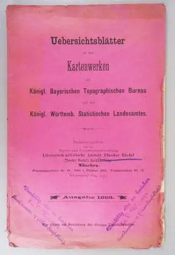 Übersichtblätter zu den Kartenwerken des kgl bayerischen Topographischen Bureau