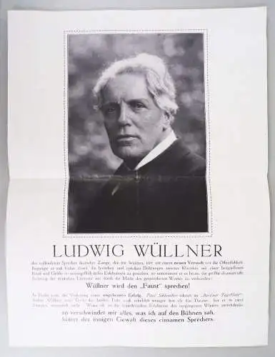 Ludwig Wüllner spricht Faust Konzert Alfred Schmidt Nachfolger 1916 München