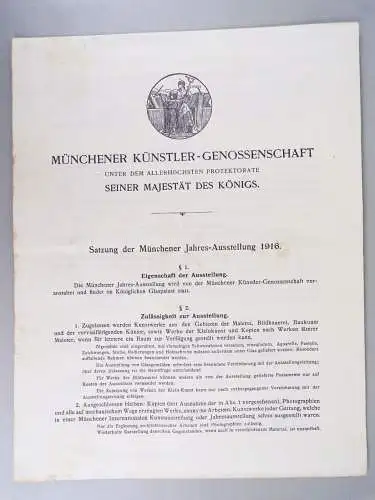 Münchener Künstler Genossenschaft 1916 Satzung Jahres Ausstellung Dokument