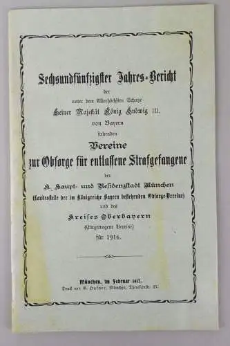 Jahresbericht Vereine zur Obsorge für entlassene Strafgefangene München 1916