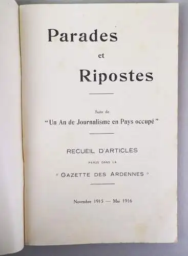 Paraden und Gegenschläge Frankreich 1916 Artikel Besatzung 1 Wk Gazette