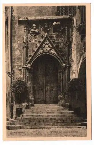 Ak Regensburg Portal am alten Rathaus 1917