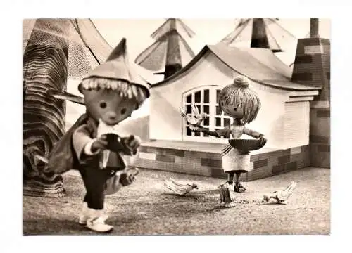 Foto Ak Sandmann beim Vögel füttern 1974 Sandmännchen