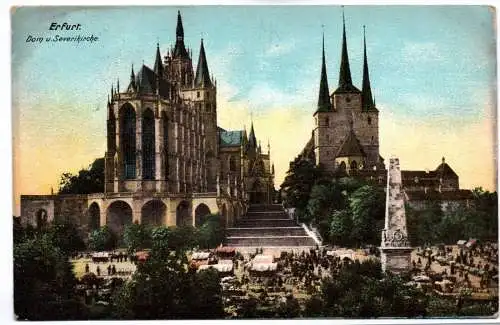 Künstler Ak Erfurt Dom und Severikirche