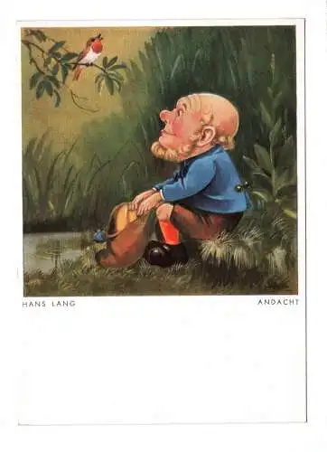 Künstler Ak Hans Lang Zwerg Andacht