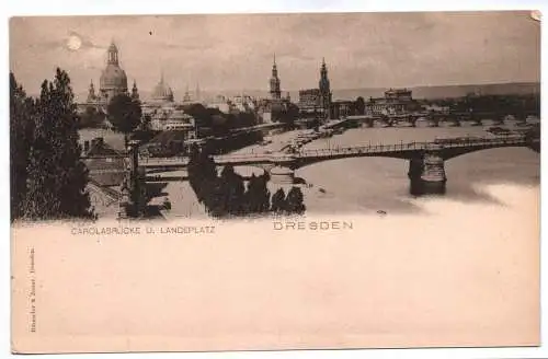 Ak Carolabrücke und Landeplatz Dresden