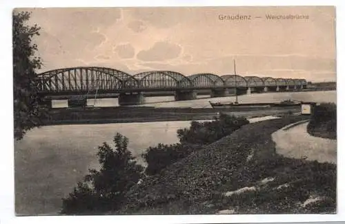 Ak Graudenz Weichselbrücke 1915 Feldpostkarte