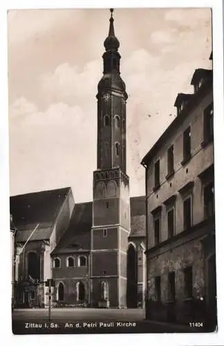 Foto Ak Zittau in Sachsen an der Petri Pauli Kirche