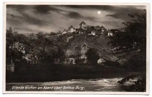 Ak Eilende Wolken am Abend über Schloss Burg 1930 Solingen