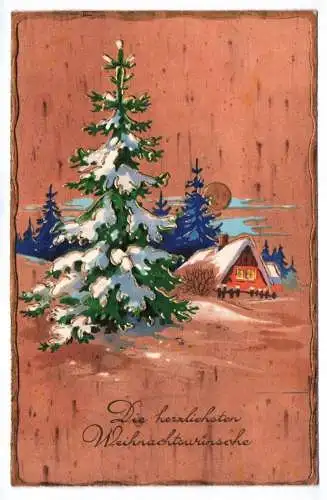 Künstler Ak Die herzlichsten Weihnachtswünsche Haus im Winter 1937 geprägt