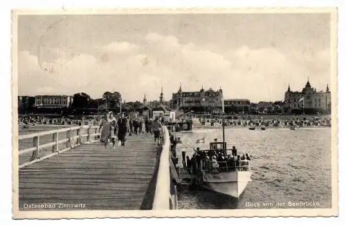 Ak Ostseebad Zinnowitz Blick von der Seebrücke 1936