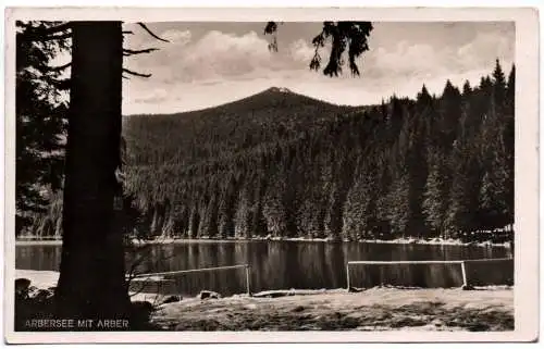 Foto Ak Arbersee mit Arber bayrische Ostmark 1942