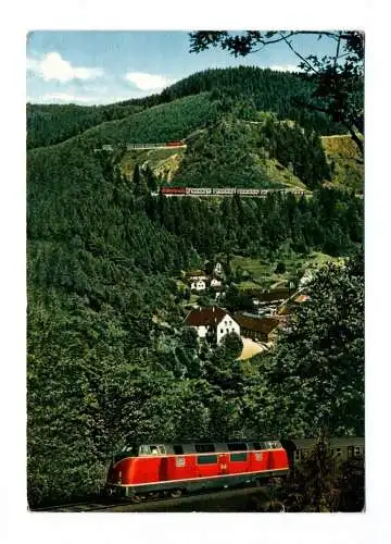 Foto Ak Triberg im Schwarzwald Dreibahnlinie beim Bachjörg Schwarzwaldbahn 1973