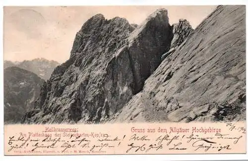 Ak Heilbronnerweg Am Plattenhang Gruss aus dem Allgäuer Hochgebirge 1902