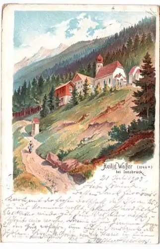 Litho Ak Heilig Wasser bei Innsbruck Österreich 1903