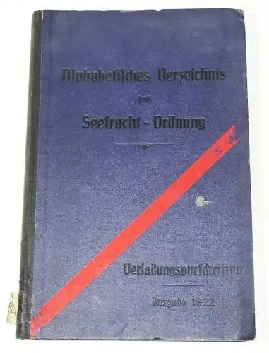 Alphabetisches Verzeichnis Seefracht Ordnung Seeverkehr Verein Hamburg Rheder