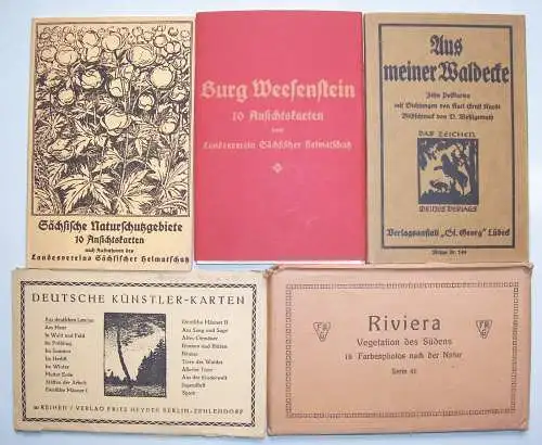 Konvolut 5 Mappen Ansichtskarten Riviera Künstler Karten Burg Weesenstein
