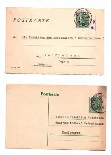 2x Postkarte Firmenlochung Ullstein Berlin Franckhsche Verlagshandlung Stuttgart