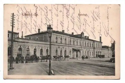 Ak Löbau in Sachsen Bahnhof 1915 Feldpostkarte