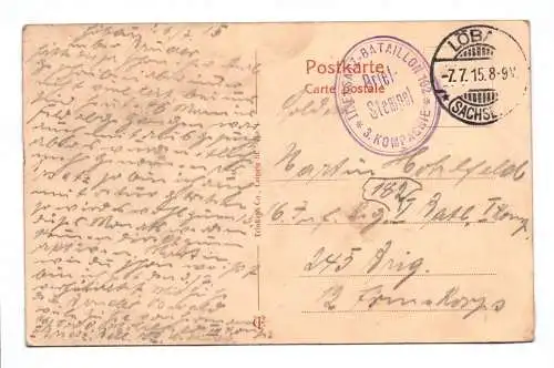 Ak Löbau in Sachsen Bahnhofstraße 1915 Ersatz Bataillon Stempel