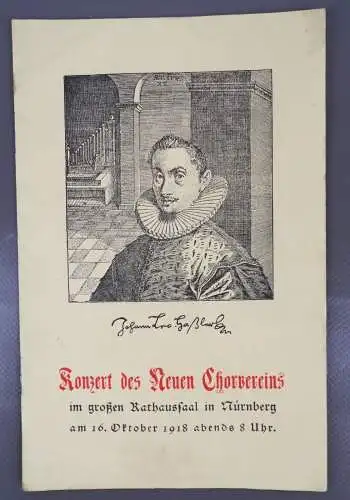 Programm Konzert des Neues Chorvereins 1918 Rathaussaal Nürnberg