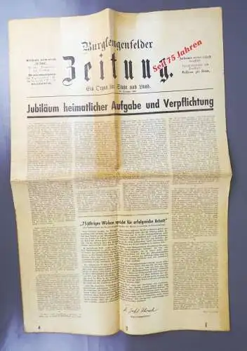 Burglengenfelder Zeitung 1957 Jubiläum Burglengenfeld