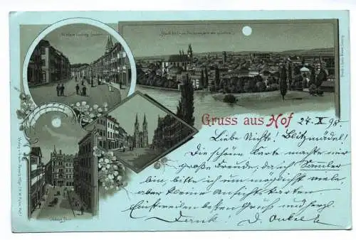 Litho Ak Gruss aus Hof Mittlere Ludwig Strasse 1898