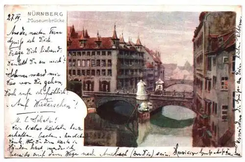 Ak Nürnberg Museumbrücke 1900