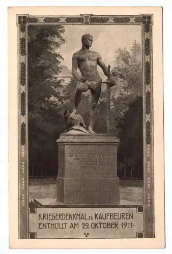 Ak Kriegerdenkmal zu Kaufbeuren enthüllt am 29. Oktober 1911