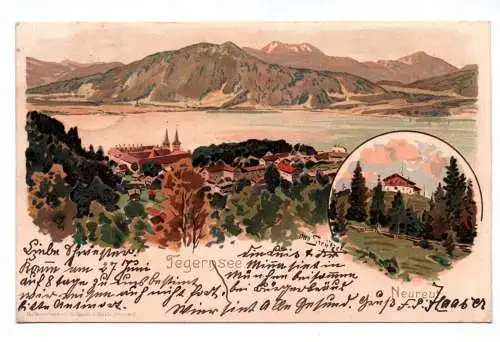 Litho Ak Tegernsee Neureut 1903