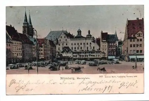 Künstler Ak Nürnberg Marktplatz 1899