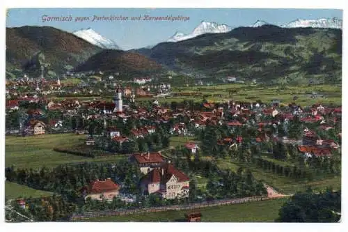 Ak Garmisch gegen Partenkirchen und Karwendelgebirge 1939