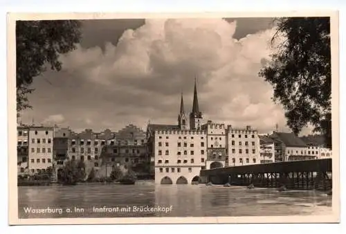 Foto Ak Wasserburg am Inn Innfront mit Brückenkopf 1937 Rosenheim