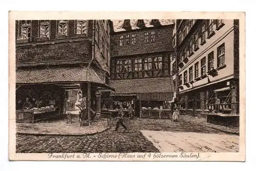 Künstler Ak Frankfurt am Main Schirne Haus auf 4 hölzernen Säulen 1923