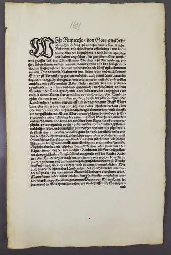 Alter Druck 1415 König Sigmund Bekenntnis Graf Eberhard von Württemberg