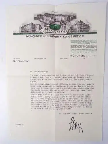 Loden Frey München Reklame Litho Briefkopf Preisliste um 1930 Mode Kleidung