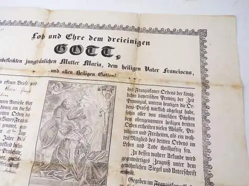Urkunde Eintritt Franziskaner Orden Kloster Niederachdorf 1856
