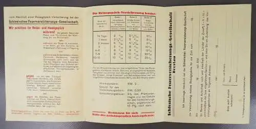 Schlesien Feuerversicherung Gesellschaft Eisenbahn Gepäck Versicherung 1931