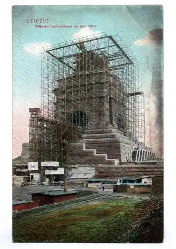 Ak Leipzig Völkerschlachtdenkmal im Bau 1910