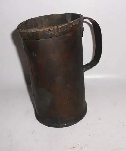 Uralter Kupfer Becher M.K.17.Aug.1878 viele Punzen Humpen Maßkrug !