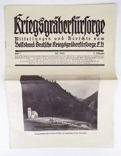 Kriegsgräber Fürsorge Heft 7 Juli 1925 Zeitung