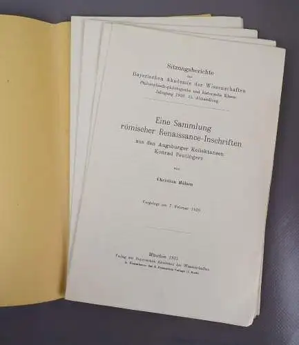Eine Sammlung römischer Renaissance Inschriften 1921 Bayerische Akademie