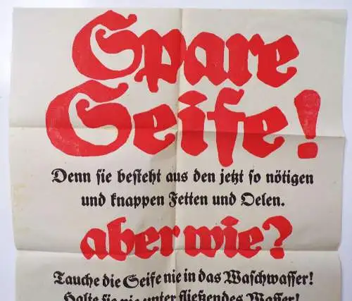 Plakat 1 Wk Spare Seife Fette und Öle Kriegsausschuss Berlin