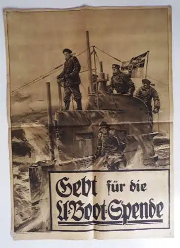 Plakat Willy Stöwer U Boot Spende 1 Wk WW1 Kriegsmarine