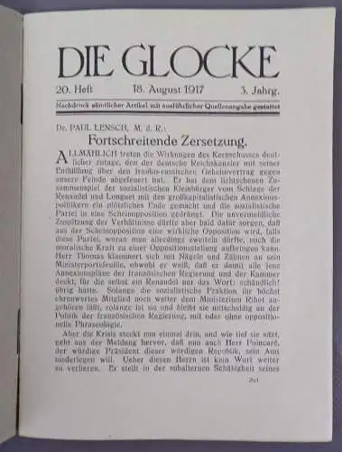 Die Glocke Parvus Sozialistische Wochenschrift No 20 August 1917