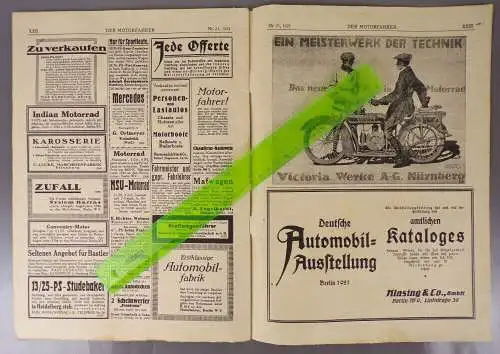 Der Motorfahrer Allgemeiner deutscher Automobil Club 1921 Nr 21 Oldtimer 
